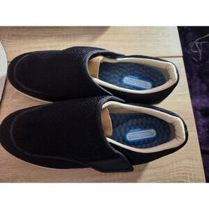 Youyun Diabetic Walking Shoes Black Mesh Slip On Air Cushion Mens 10 Womens 10.5